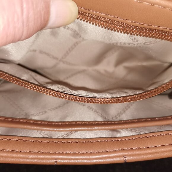 Cognac/Gold Quilted/Studded Leather Satchel/Crossbody NWOT #258 - Picture 8 of 13